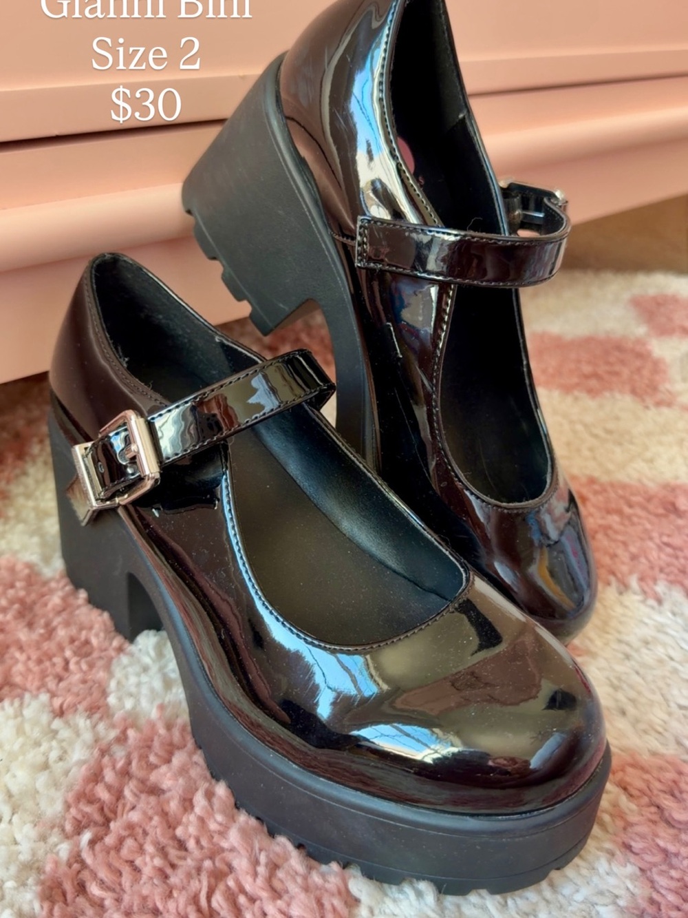 Gianni Bini Black Patent Mary Jane Platform Pumps